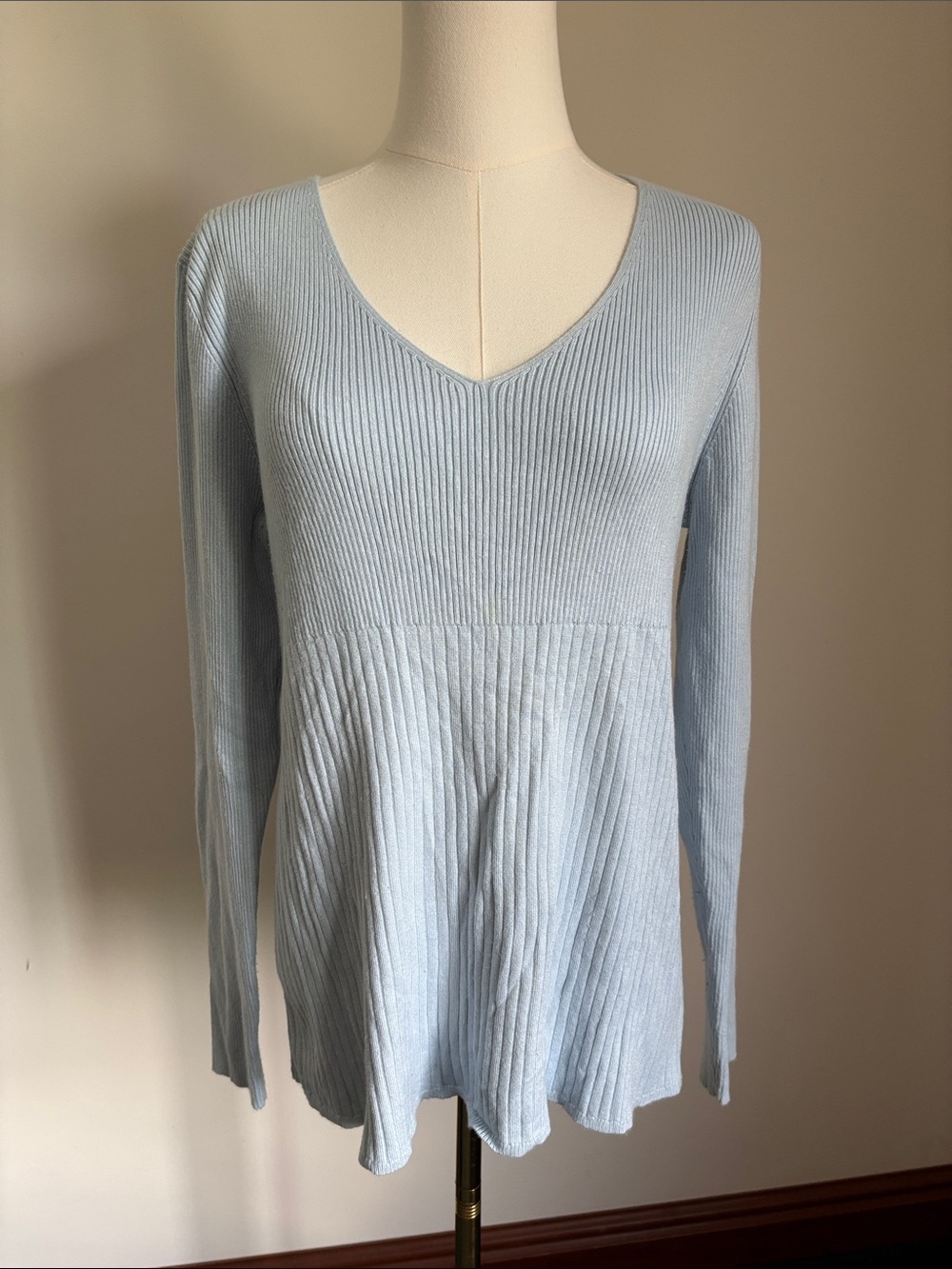 duo Maternity Light Blue Ribbed V-Neck Long Sleeve Tunic